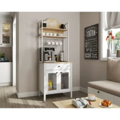 Aamiaiskaappi Linento Furniture FRN-20076-X, 75x210cm, valkoinen/ruskea