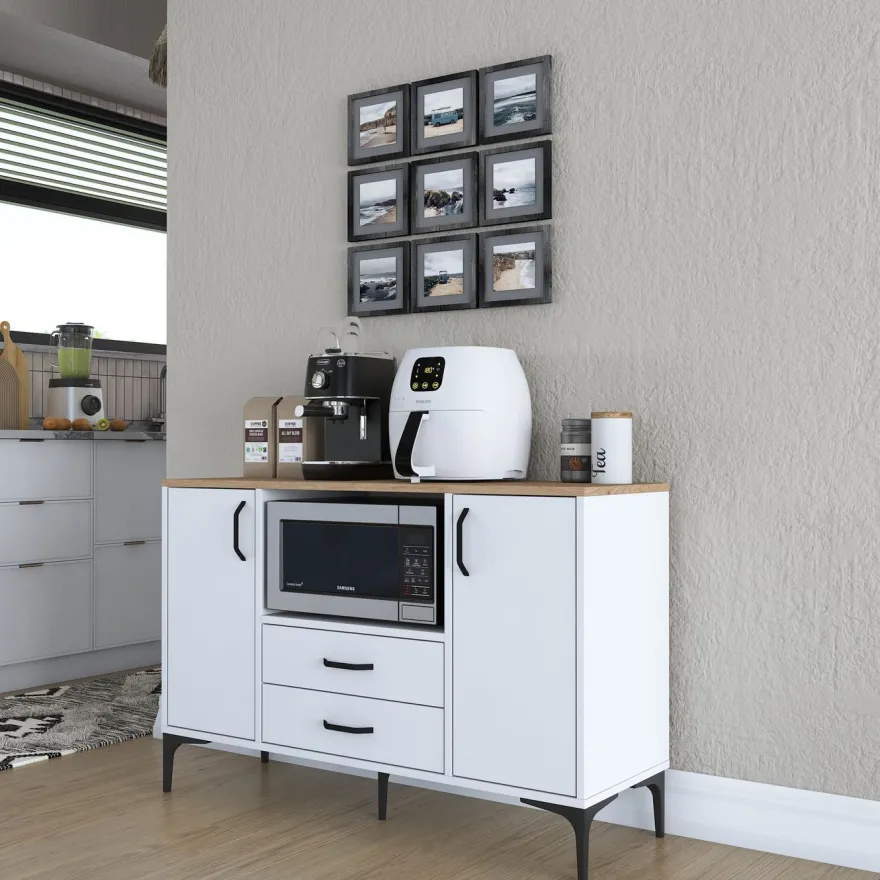 Aamiaiskaappi Linento Furniture JE174 - 3289 saksanpähkinä/valkoinen