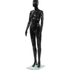 Aidon kokoinen naismallinukke lasijalustalla musta 175 cm