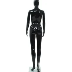 Aidon kokoinen naismallinukke lasijalustalla musta 175 cm