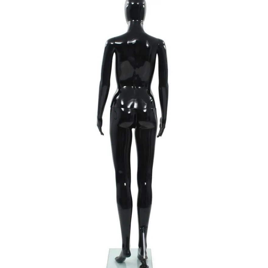 Aidon kokoinen naismallinukke lasijalustalla musta 175 cm