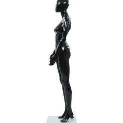 Aidon kokoinen naismallinukke lasijalustalla musta 175 cm