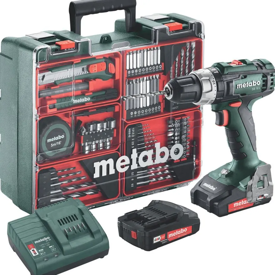 Akkuiskuporakone Metabo SB 18 L Set 18V sisältää 2kpl 2.0 Ah akkuja ja laturin SC 30