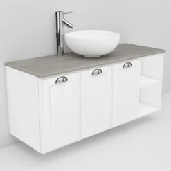 Allaskaappi ja Coast-allas Noro Flexline 133.3, 1200mm, marmoritaso, valkoinen kehysovi