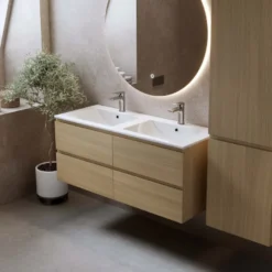 Allaskaappi kaksoisaltaalla Bathlife Eufori, 1200mm, vaalea tammi, Verkkokaupan poistotuote