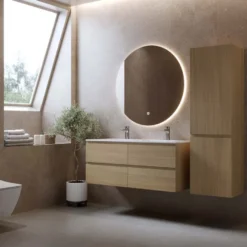 Allaskaappi kaksoisaltaalla Bathlife Eufori, 1200mm, vaalea tammi, Verkkokaupan poistotuote