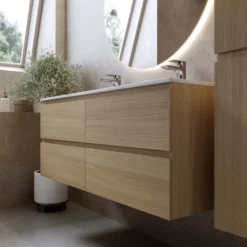 Allaskaappi kaksoisaltaalla Bathlife Eufori, 1200mm, vaalea tammi, Verkkokaupan poistotuote