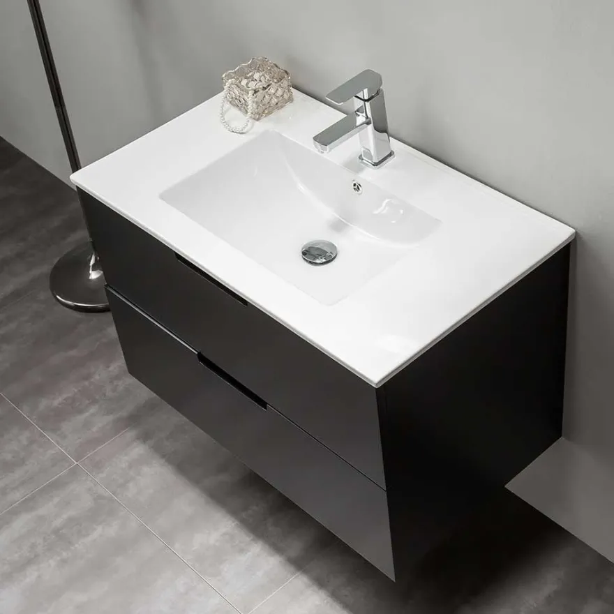 Allaskaappi pesualtaalla Bathlife Glädje, musta, eri kokoja