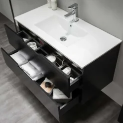Allaskaappi pesualtaalla Bathlife Glädje, musta, eri kokoja