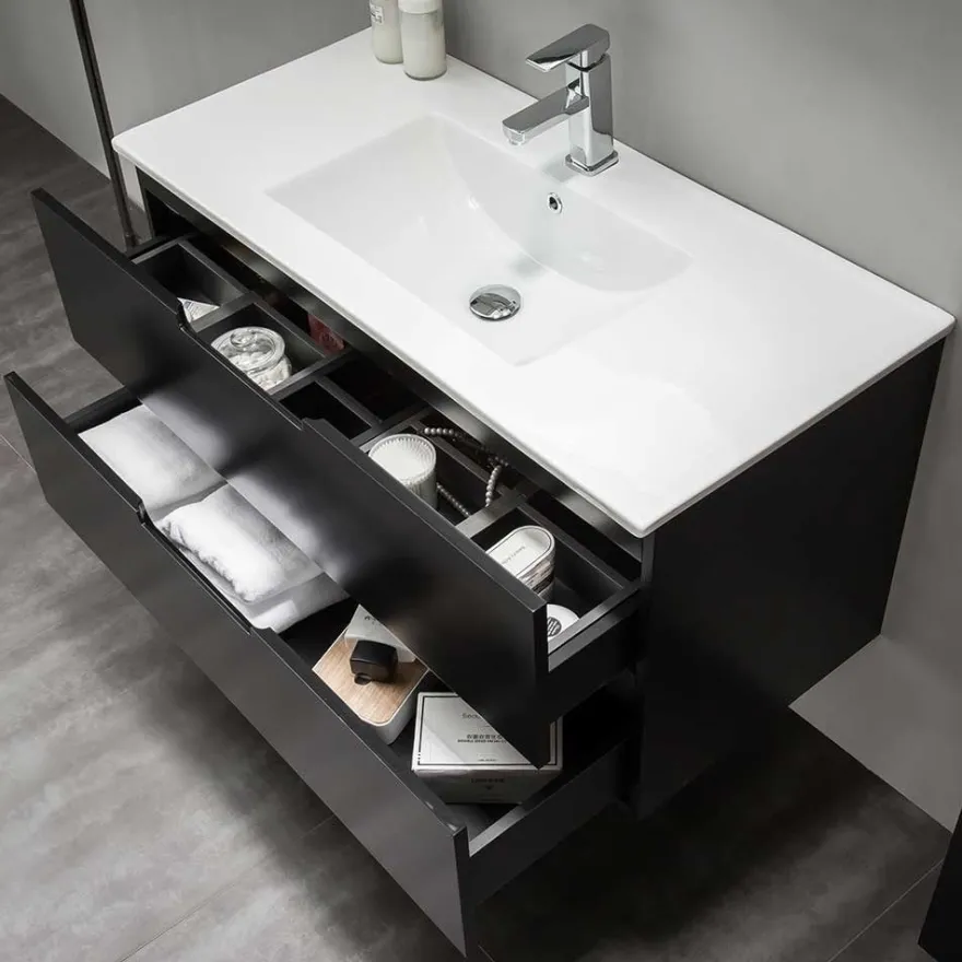 Allaskaappi pesualtaalla Bathlife Glädje, musta, eri kokoja