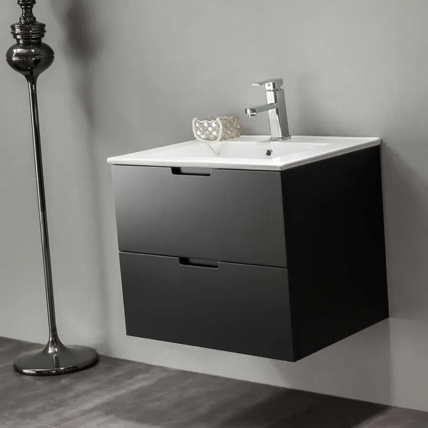 Allaskaappi pesualtaalla Bathlife Glädje, musta, eri kokoja