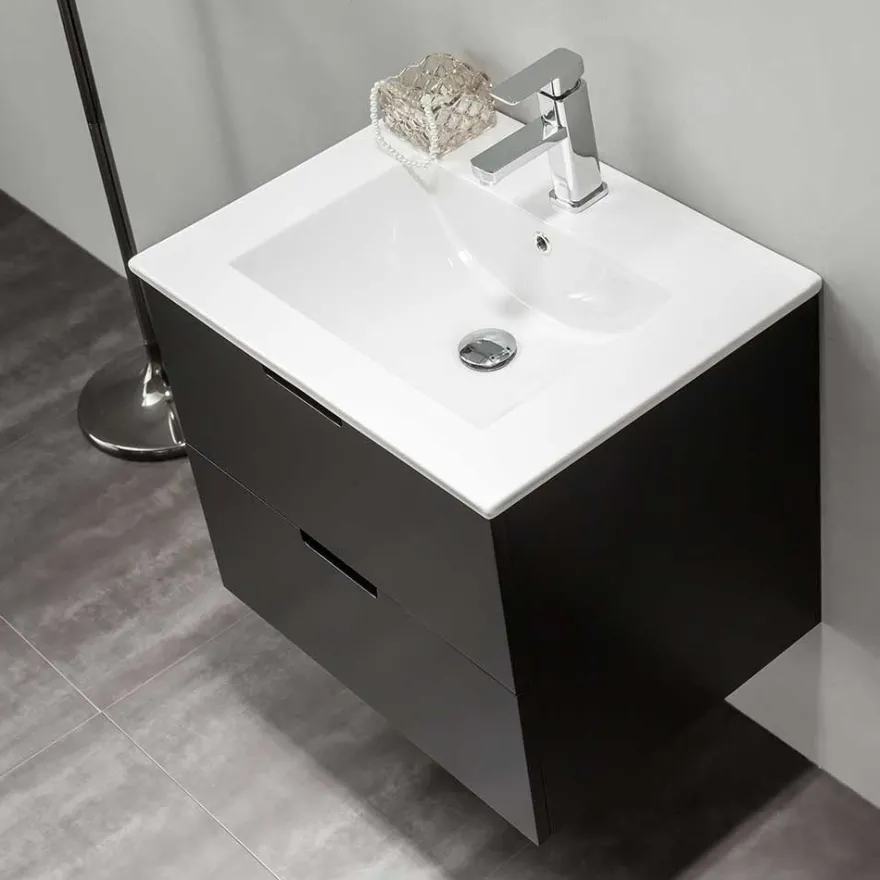 Allaskaappi pesualtaalla Bathlife Glädje, musta, eri kokoja