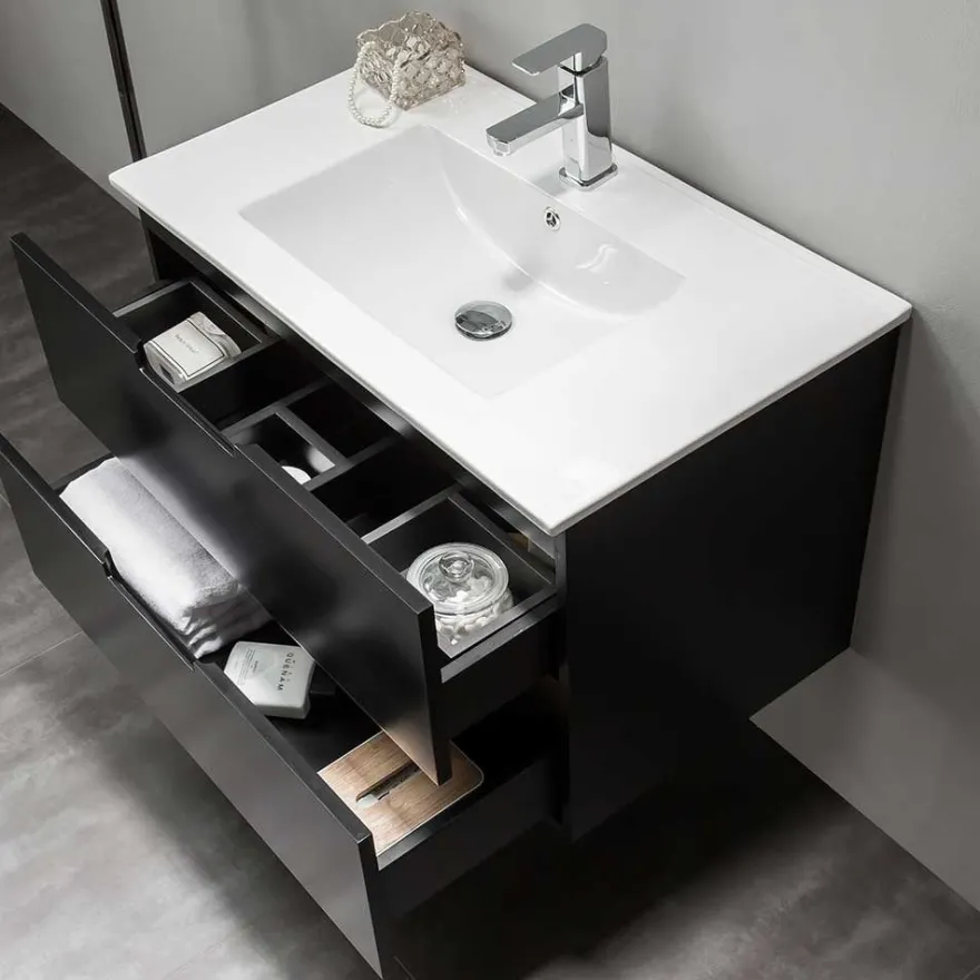 Allaskaappi pesualtaalla Bathlife Glädje, musta, eri kokoja