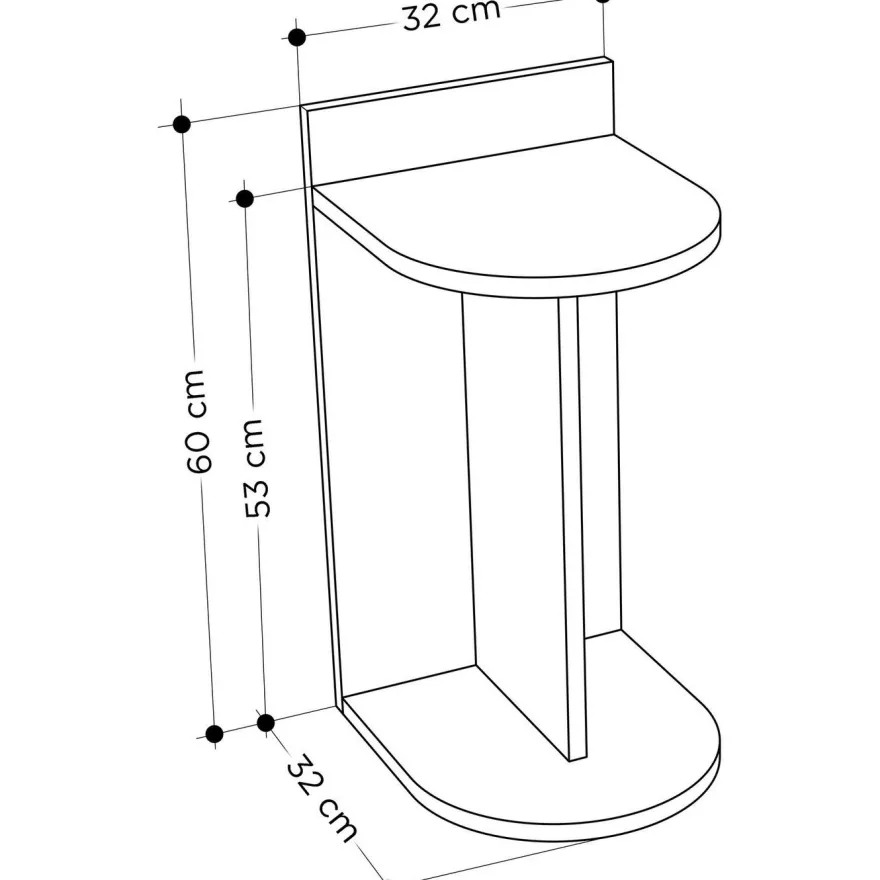 Apupöytä Linento Furniture Dom, valkoinen/antrasiitti