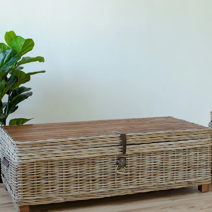 Arkkupöytä Home4You Egros, 120x60x39cm, luonnonrottinki