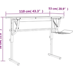 Askartelypöytä 110x53x(58-87)cm, eri värejä
