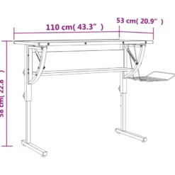 Askartelypöytä 110x53x(58-87)cm, eri värejä