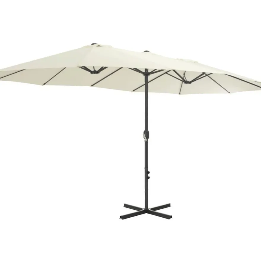 Aurinkovarjo, alumiinitanko, 460x270 cm, hiekanruskea