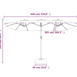 Aurinkovarjo kaksipäinen LED-valot, 449x245 cm, eri värejä (28440)