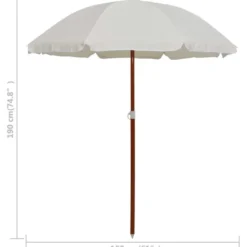 Aurinkovarjo terästanko 180 cm hiekka