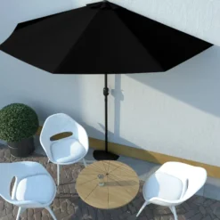 Aurinkovarjo ulkotiloihin alumiinitanko musta 300x150x253cm