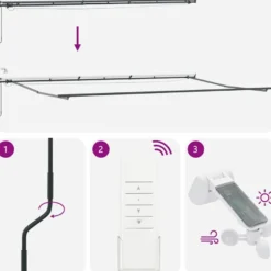 Automaattimarkiisi, LED-valoilla, eri värejä ja kokoja (07207)