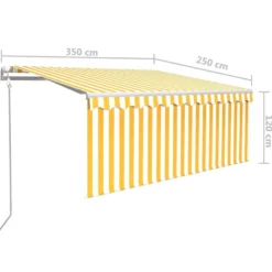 Automaattimarkiisi verho/LED/tuulisensori 3,5x2,5 m keltavalk. (69293)