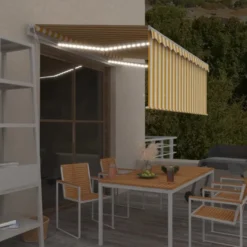 Automaattimarkiisi verho/LED/tuulisensori 3,5x2,5 m keltavalk. (69293)