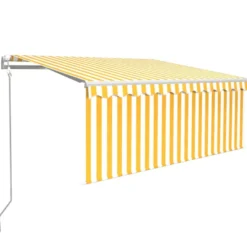 Automaattimarkiisi verho/LED/tuulisensori 3,5x2,5 m keltavalk. (69293)