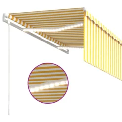 Automaattimarkiisi verho/LED/tuulisensori 3,5x2,5 m keltavalk. (69293)