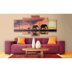 Canvas-taulu Artgeist African elephants family, eri kokoja