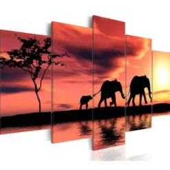 Canvas-taulu Artgeist African elephants family, eri kokoja