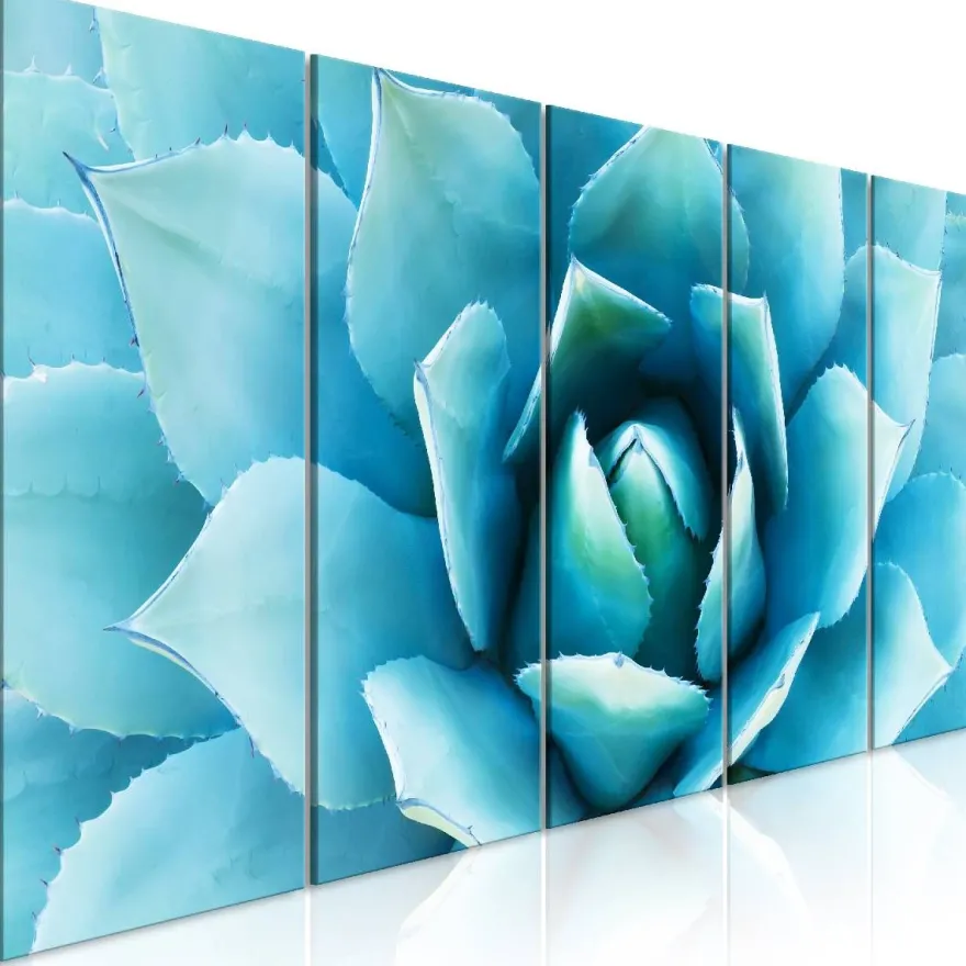 Canvas-taulu Artgeist Agave Blue, 5-osainen, kapea, eri kokoja