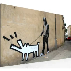 Canvas-taulu Artgeist Barking dog - Banksy, 40x60cm