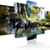 Canvas-taulu Artgeist Black horse and paradise waterfall, eri kokoja