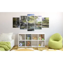 Canvas-taulu Artgeist Black horse and paradise waterfall, eri kokoja