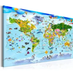 Canvas-taulu Artgeist Children's Map: Colourful Travels, eri kokoja