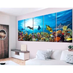 Canvas-taulu Artgeist Coral Reef, 5-osainen, kapea, 90x225cm