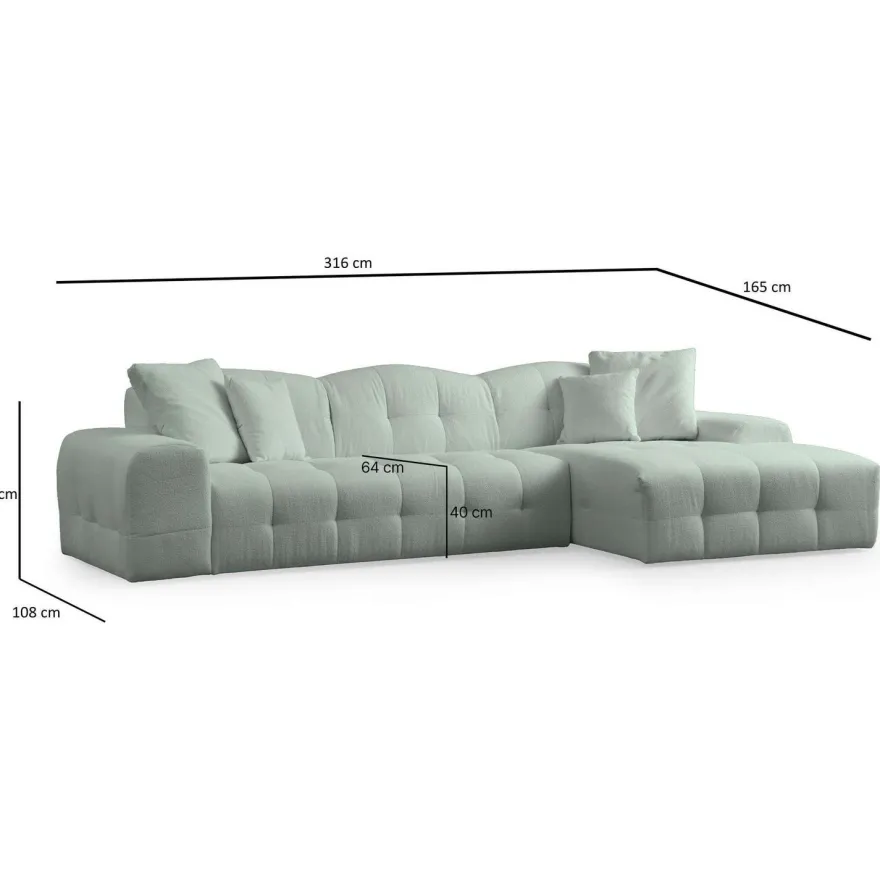 Divaanisohva Linento Furniture Pescara, 4-istuttava, oikea