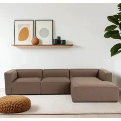 Divaanisohva Linento Furniture Mora XL, 3-istuttava, oikea, ruskea