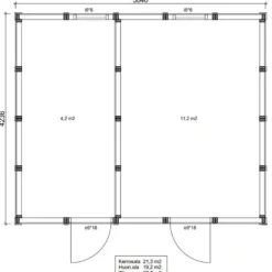 Elementtivarasto Aarni E16, 4240x5040mm, 21.36m², puuvalmis
