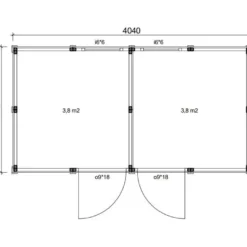 Elementtivarasto Aarni E6, 4040x2140mm, 8.65m², puuvalmis