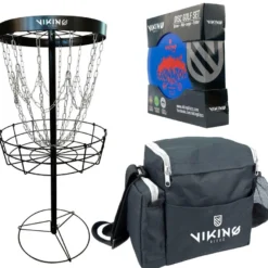 Frisbeegolfsetti Viking Discs Discover, sis. kori, 3 kiekkoa ja varustelaukku