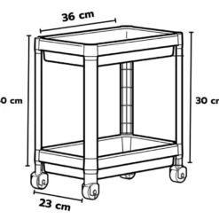 Hylly pyörillä Linento Furniture TKRLKKT-2K-2, 23x36x40cm, 2kpl, eri värejä