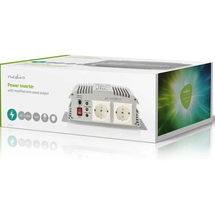 Invertteri Nedis PIMS100024, 1000W, muokattu siniaalto