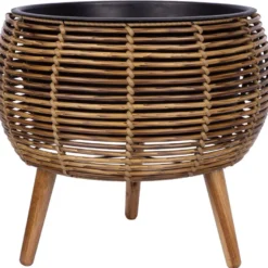 Istutuslaatikko Home4You WICKER 48x48xK43 cm, vaaleanruskea
