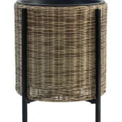 Istutuslaatikko Home4You WICKER jalustalla Ø39xK45 cm, vaaleanruskea
