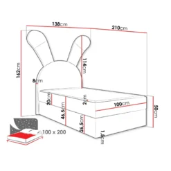 Jenkkisänky BUNNY LIGHT2 100x200cm + sijauspatja, värivaihtoehtoja