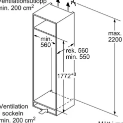 Jääkaappi ja pakastin Siemens iQ300 KI81RVFE0 GI81NVEE0, 109.9cm, 310/212 l, integroitava