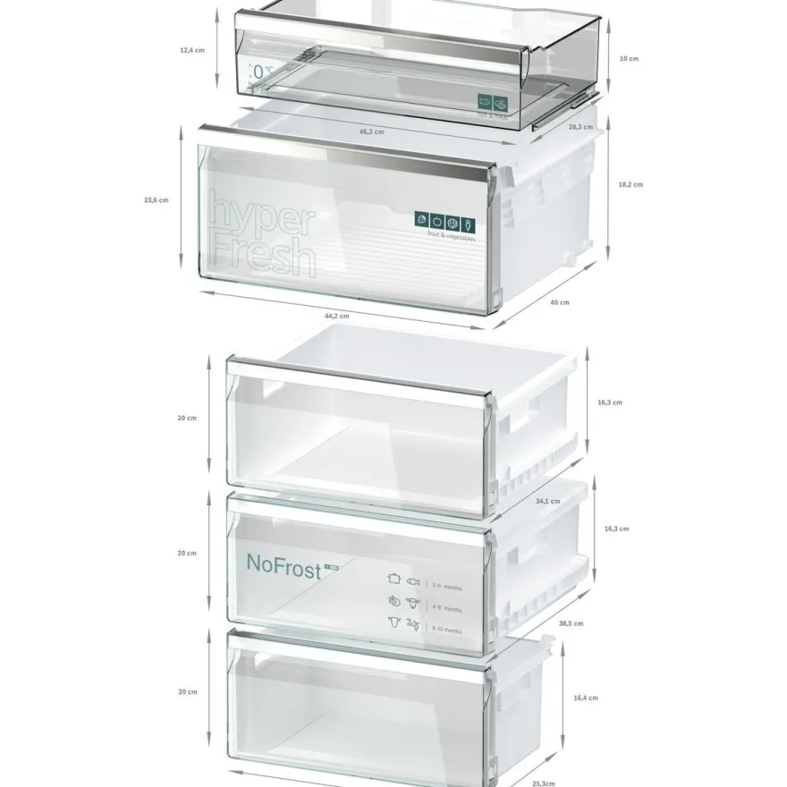 Jääkaappipakastin Siemens iQ500 KG39N4ICF, 60cm, 260/103 l, teräs